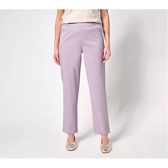 NWOT Denim & Co. Pull On Pants Womens Large EasyWear Twill Straight Leg Minimal - Picture 1 of 9